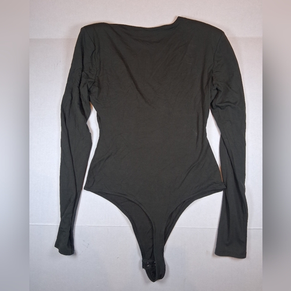 Good American Good Body Power Shoulder Thong Bodysuit Size 1 Hunter Green - Picture 2 of 6